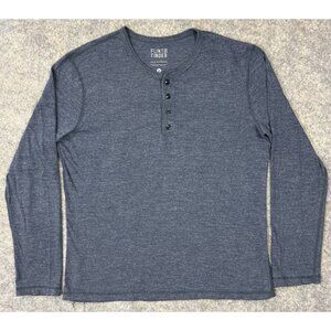 Flint Tinder Mens Henley Shirt Size Medium Long Sleeve Heather Blue Made In USA